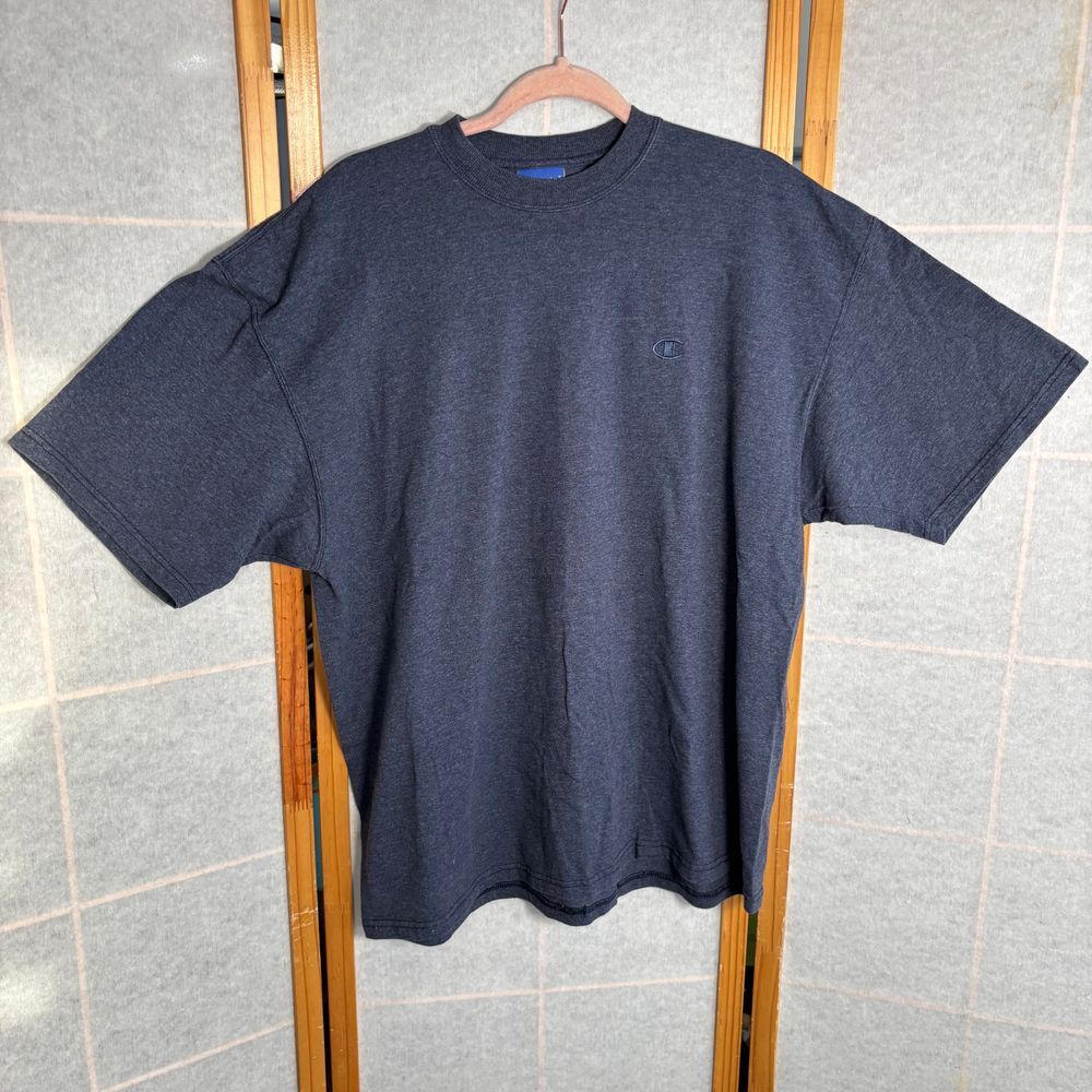Vintage Champion Classic T-Shirt Embroidered Logo‎ Men's Large Blue Tee Y2K